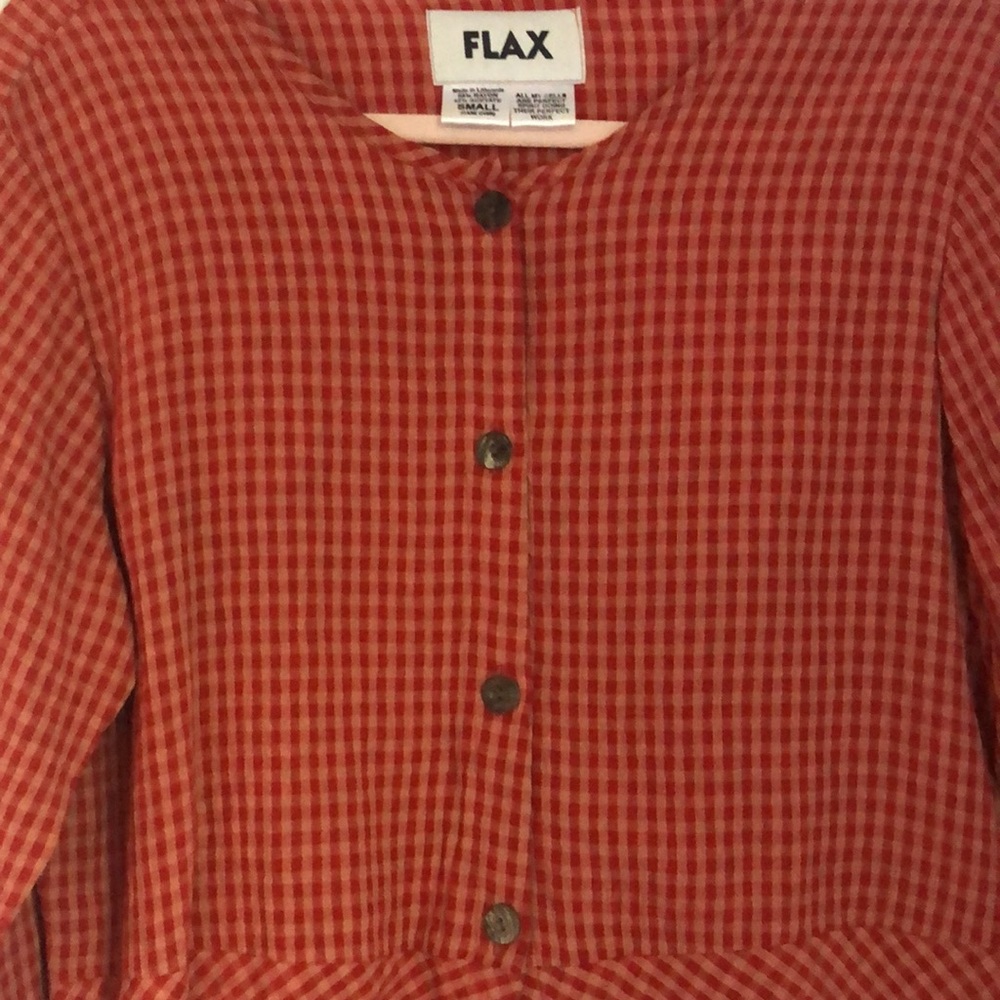 Flax Checked Long-Sleeve Button Down Shirt - image 3